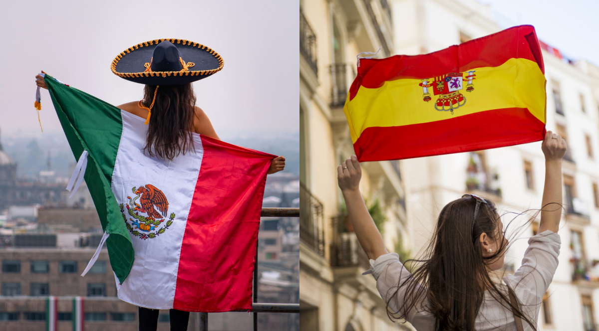 Flag fra Mexico og Spanien